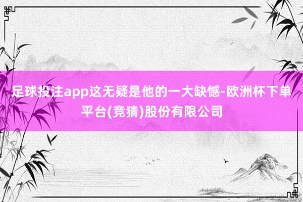 足球投注app这无疑是他的一大缺憾-欧洲杯下单平台(竞猜)股份有限公司