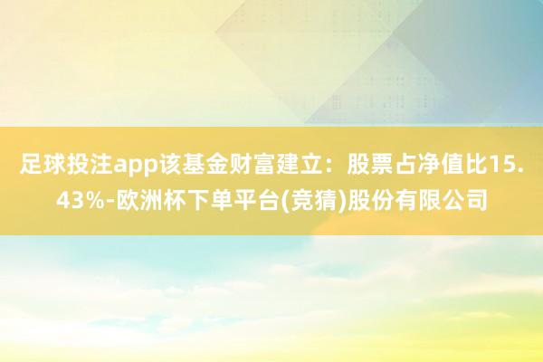 足球投注app该基金财富建立：股票占净值比15.43%-欧洲杯下单平台(竞猜)股份有限公司