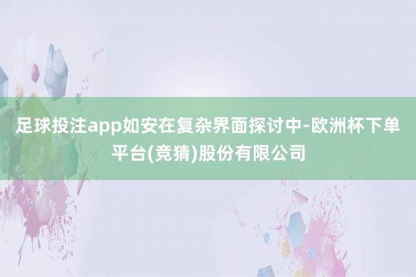 足球投注app如安在复杂界面探讨中-欧洲杯下单平台(竞猜)股份有限公司