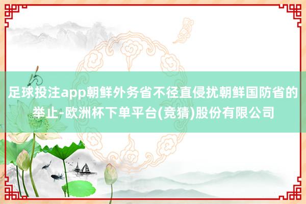 足球投注app朝鲜外务省不径直侵扰朝鲜国防省的举止-欧洲杯下单平台(竞猜)股份有限公司