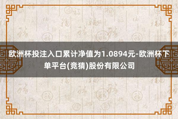 欧洲杯投注入口累计净值为1.0894元-欧洲杯下单平台(竞猜)股份有限公司