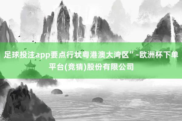 足球投注app要点行状粤港澳大湾区”-欧洲杯下单平台(竞猜)股份有限公司