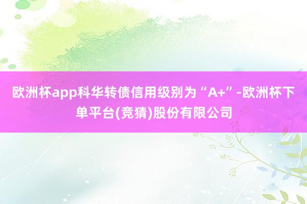 欧洲杯app科华转债信用级别为“A+”-欧洲杯下单平台(竞猜)股份有限公司