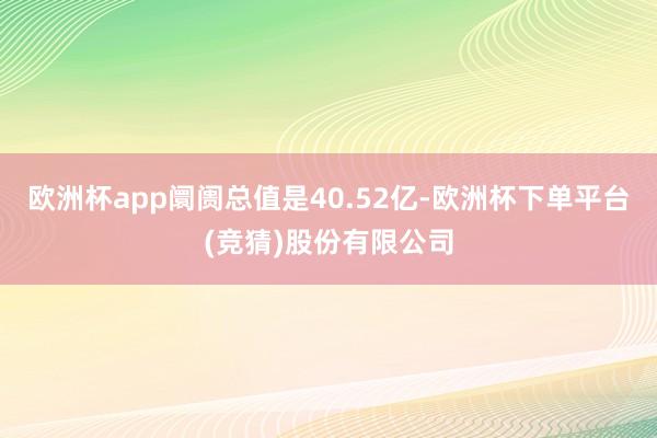 欧洲杯app阛阓总值是40.52亿-欧洲杯下单平台(竞猜)股份有限公司