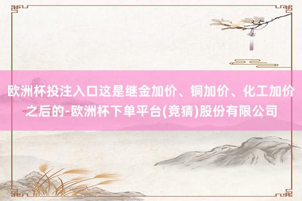 欧洲杯投注入口这是继金加价、铜加价、化工加价之后的-欧洲杯下单平台(竞猜)股份有限公司