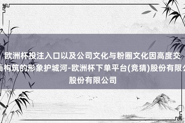 欧洲杯投注入口以及公司文化与粉圈文化因高度交融而构筑的形象护城河-欧洲杯下单平台(竞猜)股份有限公司
