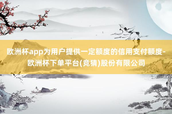 欧洲杯app为用户提供一定额度的信用支付额度-欧洲杯下单平台(竞猜)股份有限公司