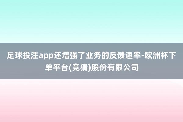 足球投注app还增强了业务的反馈速率-欧洲杯下单平台(竞猜)股份有限公司