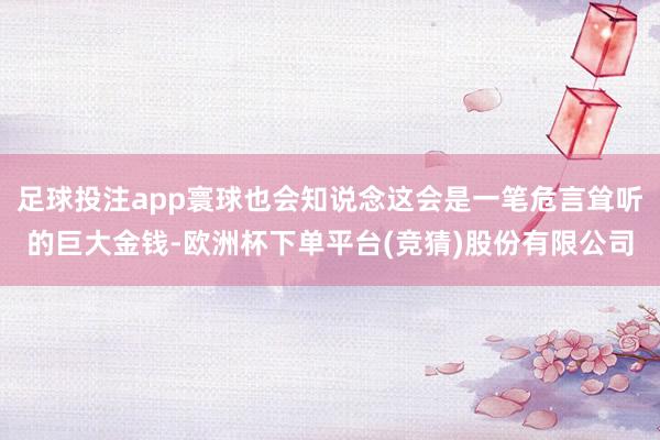 足球投注app寰球也会知说念这会是一笔危言耸听的巨大金钱-欧洲杯下单平台(竞猜)股份有限公司