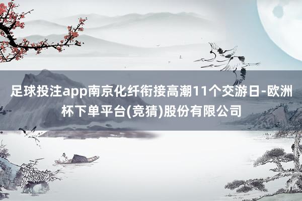 足球投注app南京化纤衔接高潮11个交游日-欧洲杯下单平台(竞猜)股份有限公司