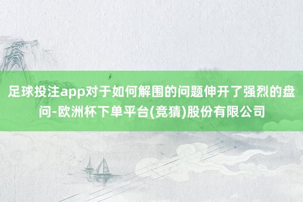 足球投注app对于如何解围的问题伸开了强烈的盘问-欧洲杯下单平台(竞猜)股份有限公司