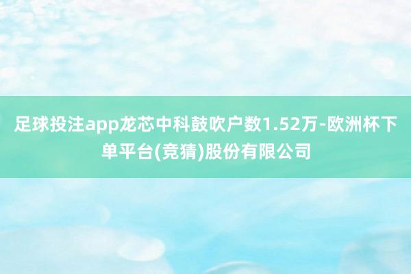 足球投注app龙芯中科鼓吹户数1.52万-欧洲杯下单平台(竞猜)股份有限公司