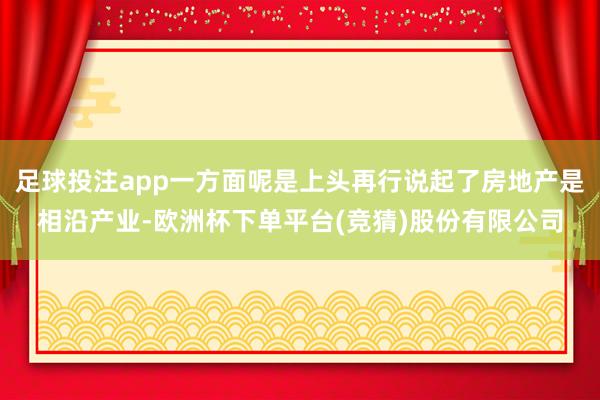 足球投注app一方面呢是上头再行说起了房地产是相沿产业-欧洲杯下单平台(竞猜)股份有限公司