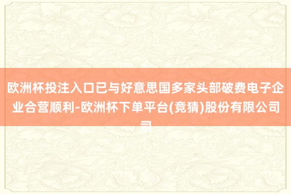欧洲杯投注入口已与好意思国多家头部破费电子企业合营顺利-欧洲杯下单平台(竞猜)股份有限公司