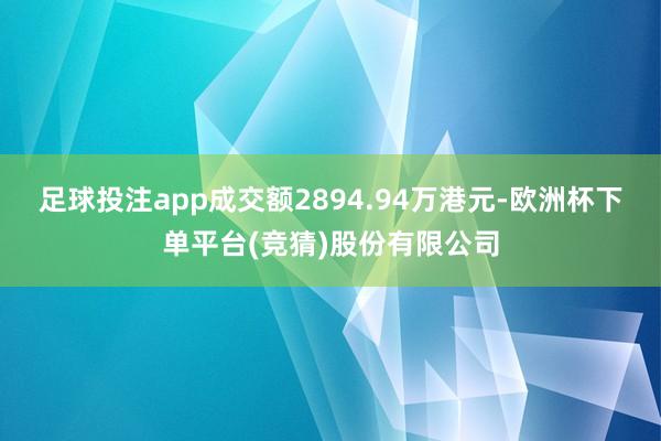 足球投注app成交额2894.94万港元-欧洲杯下单平台(竞猜)股份有限公司