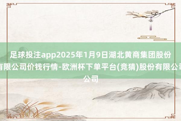 足球投注app2025年1月9日湖北黄商集团股份有限公司价钱行情-欧洲杯下单平台(竞猜)股份有限公司