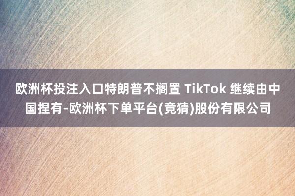 欧洲杯投注入口特朗普不搁置 TikTok 继续由中国捏有-欧洲杯下单平台(竞猜)股份有限公司