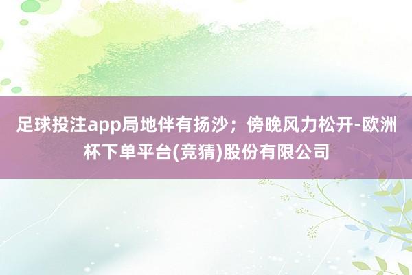 足球投注app局地伴有扬沙；傍晚风力松开-欧洲杯下单平台(竞猜)股份有限公司