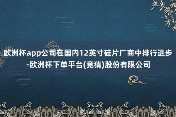 欧洲杯app公司在国内12英寸硅片厂商中排行进步-欧洲杯下单平台(竞猜)股份有限公司