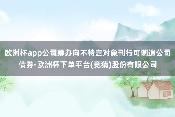 欧洲杯app公司筹办向不特定对象刊行可调遣公司债券-欧洲杯下单平台(竞猜)股份有限公司