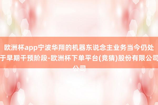 欧洲杯app宁波华翔的机器东说念主业务当今仍处于早期干预阶段-欧洲杯下单平台(竞猜)股份有限公司