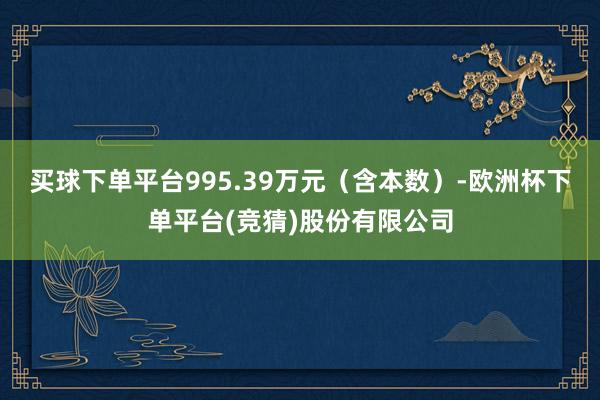 买球下单平台995.39万元（含本数）-欧洲杯下单平台(竞猜)股份有限公司