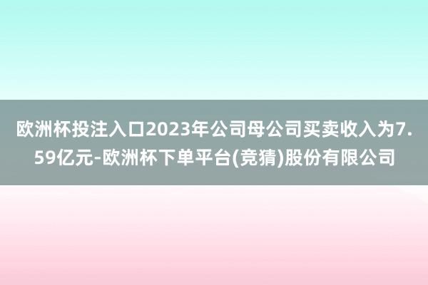 欧洲杯投注入口2023年公司母公司买卖收入为7.59亿元-欧洲杯下单平台(竞猜)股份有限公司