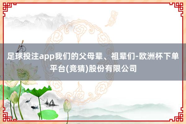 足球投注app我们的父母辈、祖辈们-欧洲杯下单平台(竞猜)股份有限公司