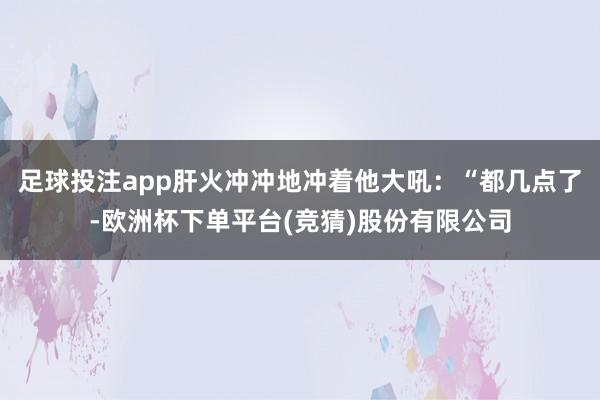 足球投注app肝火冲冲地冲着他大吼:“都几点了-欧洲杯下单平台(竞猜)股份有限公司