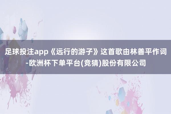 足球投注app《远行的游子》这首歌由林善平作词-欧洲杯下单平台(竞猜)股份有限公司