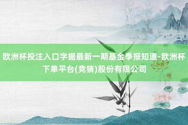 欧洲杯投注入口字据最新一期基金季报知道-欧洲杯下单平台(竞猜)股份有限公司