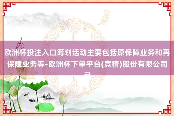 欧洲杯投注入口筹划活动主要包括原保障业务和再保障业务等-欧洲杯下单平台(竞猜)股份有限公司