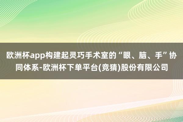 欧洲杯app构建起灵巧手术室的“眼、脑、手”协同体系-欧洲杯下单平台(竞猜)股份有限公司