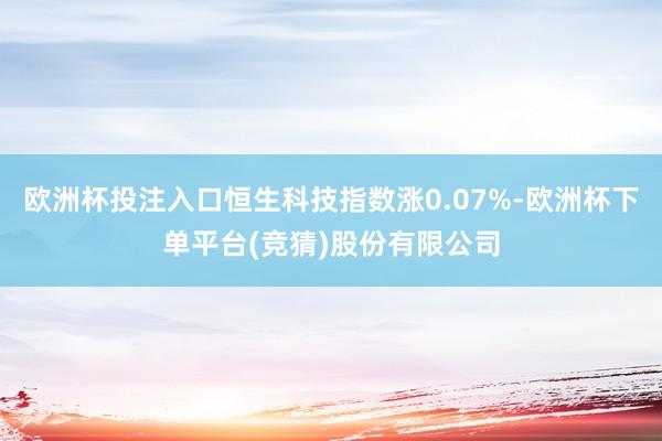 欧洲杯投注入口恒生科技指数涨0.07%-欧洲杯下单平台(竞猜)股份有限公司