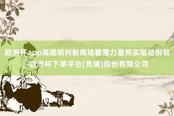 欧洲杯app高璐明判断商场着落力量照实驱动削弱-欧洲杯下单平台(竞猜)股份有限公司