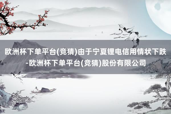 欧洲杯下单平台(竞猜)由于宁夏锂电信用情状下跌-欧洲杯下单平台(竞猜)股份有限公司
